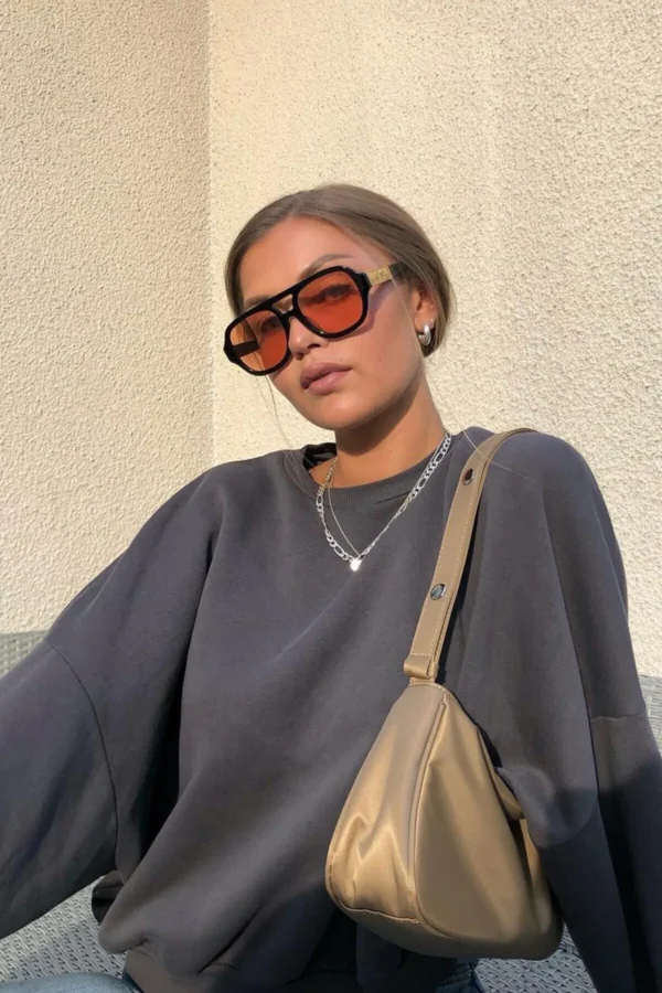 Füme Bisiklet Yaka Üç İplik Basic Sweatshirt - 10611