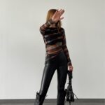 Kadın Tüllü Desenli Çapraz Bluz - 10653