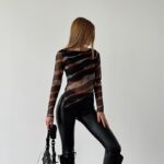 Kadın Tüllü Desenli Çapraz Bluz - 10653