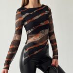 Kadın Tüllü Desenli Çapraz Bluz - 10653