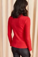 Kadın Kırmızı Yarım Balıkçı Yaka Bluz - 10676