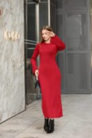 Kadın Kırmızı Leleyan Model Triko Elbise - E-10702