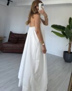 Kadın Beyaz Yakası İncili Elbise - 10718