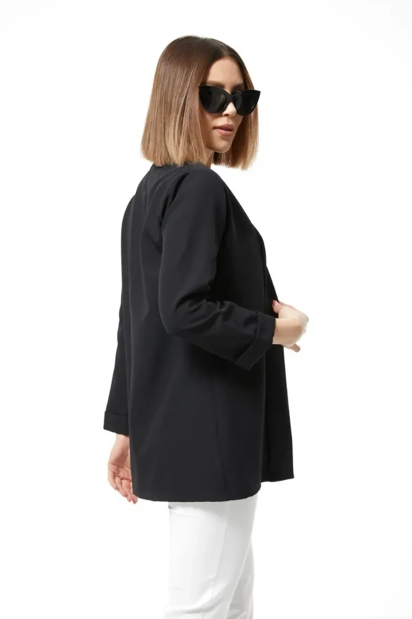 Kadın Siyah Şal Yaka Ceket - 10732