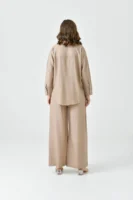 Kadın Sütlü Kahve Gömlek Etekli Pantolon Takım - 10747