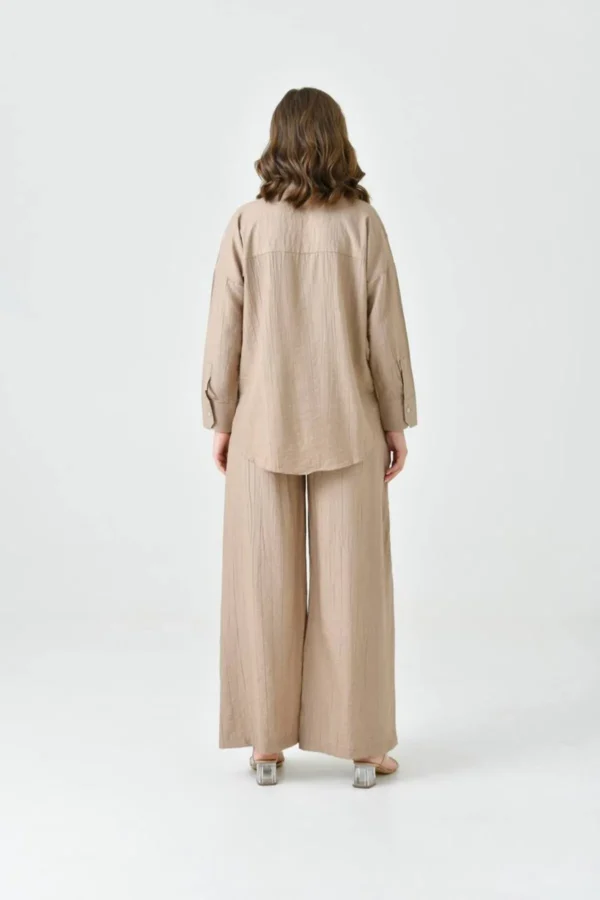 Kadın Sütlü Kahve Gömlek Etekli Pantolon Takım - 10747