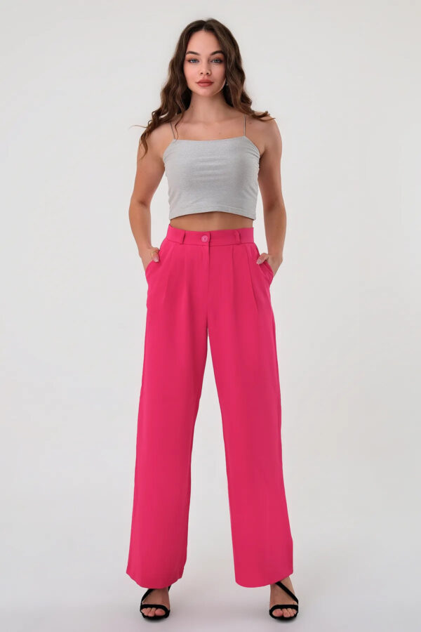 Kadın Zr Model Pembe Yüksek Bel Palazzo Pantolon - 10760