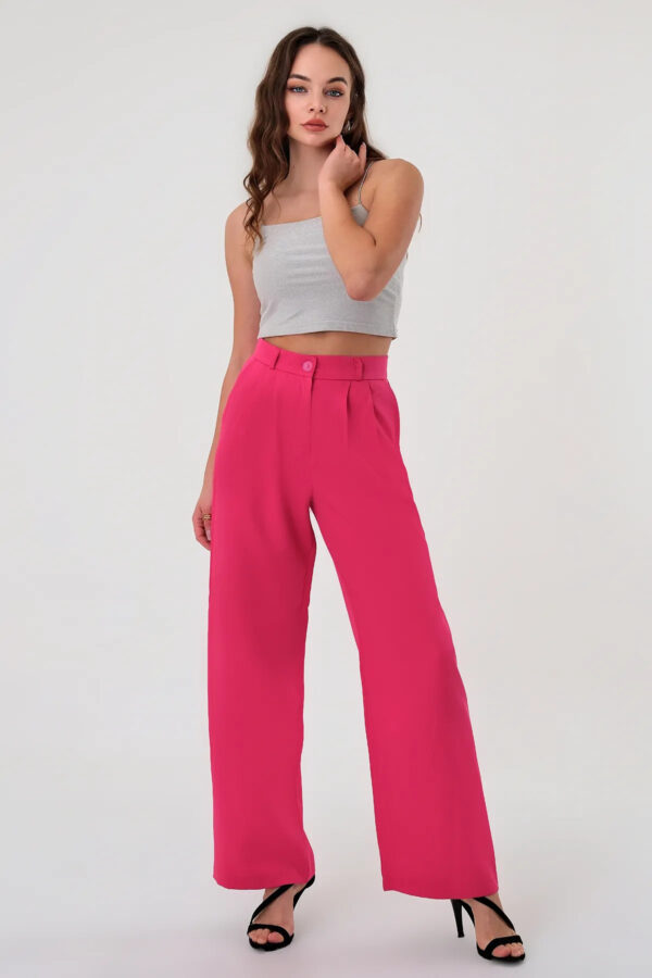 Kadın Zr Model Pembe Yüksek Bel Palazzo Pantolon - 10760