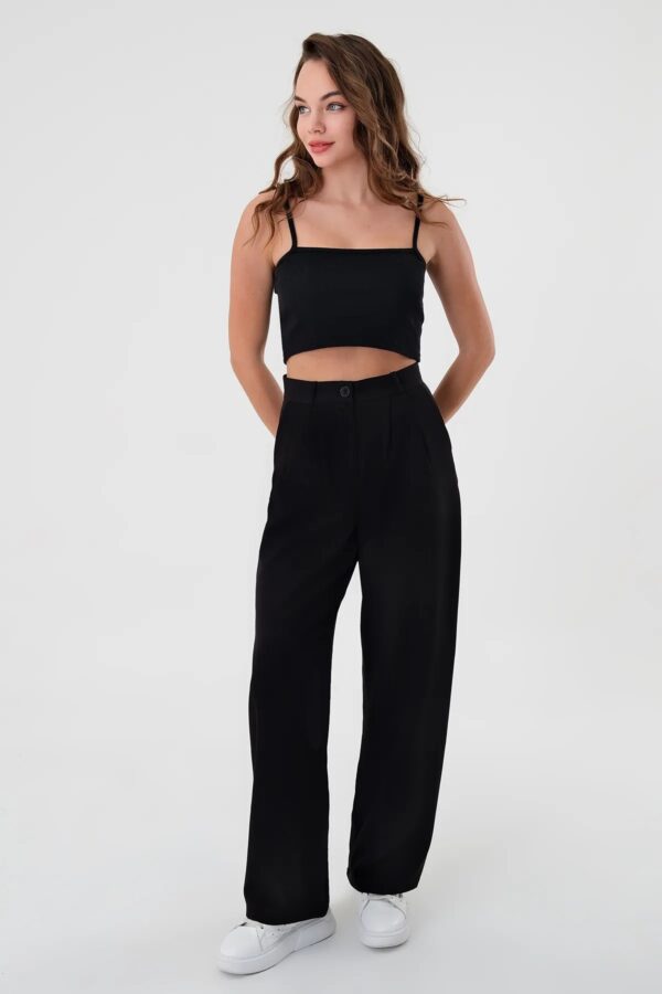 Kadın Zr Model Siyah Yüksek Bel Palazzo Pantolon - 10761