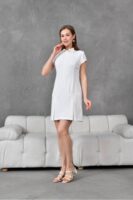 Kadın ZR Model Beyaz Polo Yaka Elbise - 10765