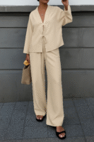 Kadın Bej Bağlamalı Hırka - 10841