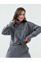 Kadın Gri Lwa Storm Baby Yazılı Uzun Kollu Bluz - 10860