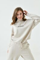 Kadın Bej Lwa Storm Baby Yazılı Uzun Kollu Bluz - 10863